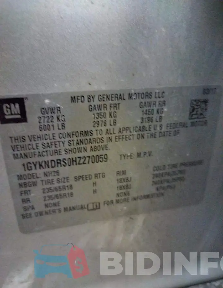 1GYKNDRS0HZ270059 Photo# 13