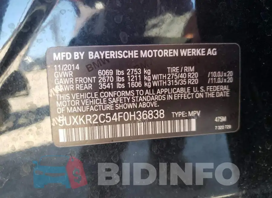 5UXKR2C54F0H36838 Photo# 12