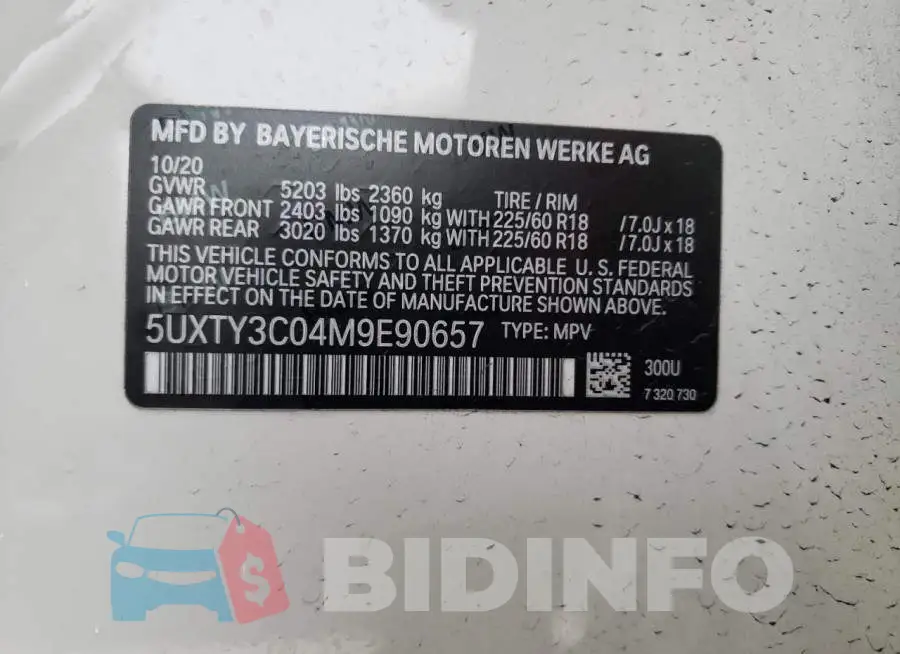 5UXTY3C04M9E90657 Photo# 13