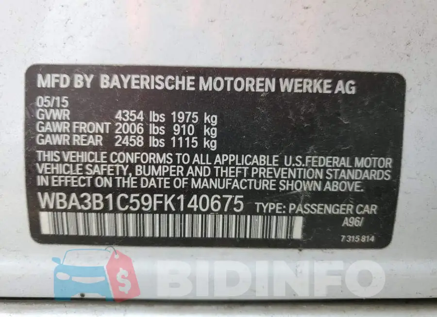 WBA3B1C59FK140675 Photo# 12