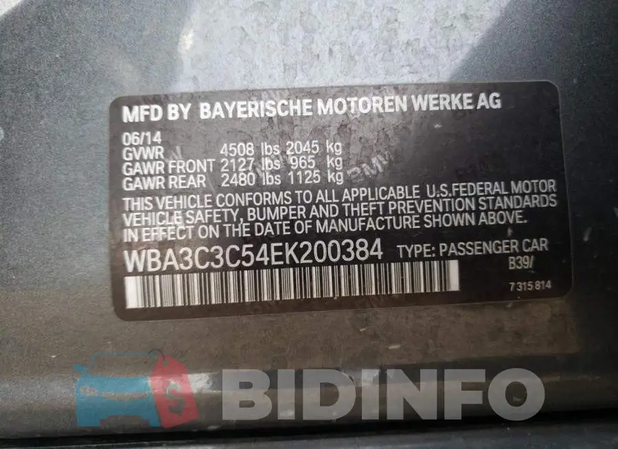 WBA3C3C54EK200384 Photo# 12