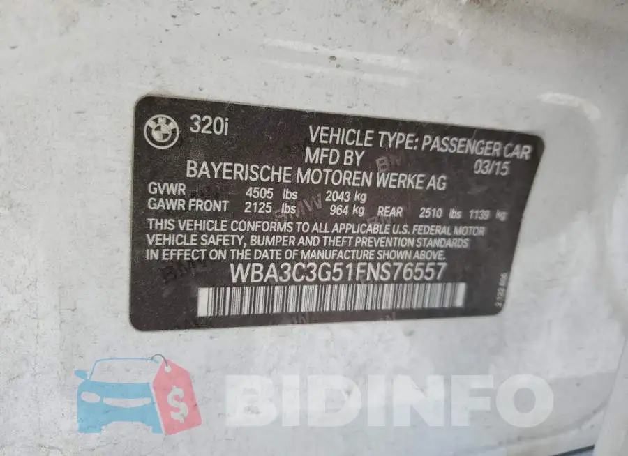 WBA3C3G51FNS76557 Photo# 12
