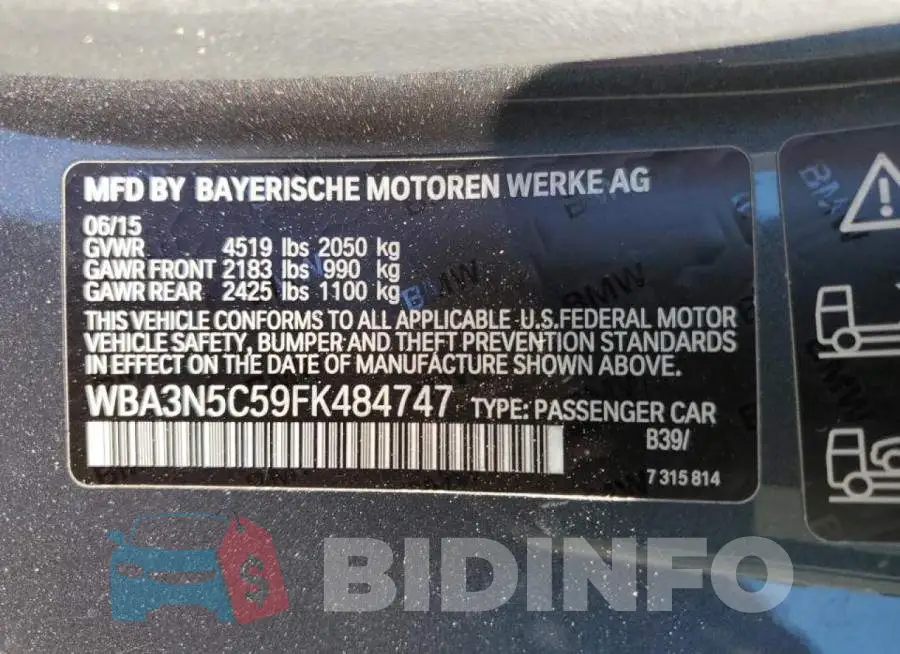 WBA3N5C59FK484747 Photo# 10