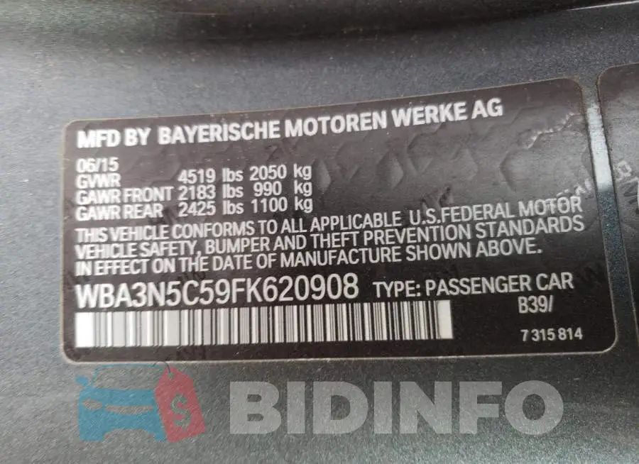 WBA3N5C59FK620908 Photo# 12