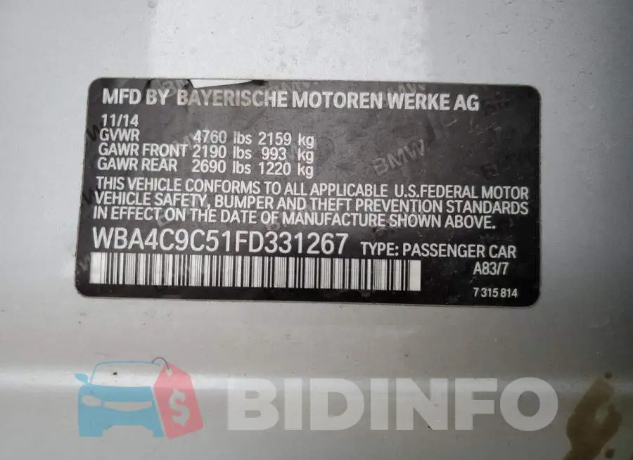 WBA4C9C51FD331267 Photo# 12