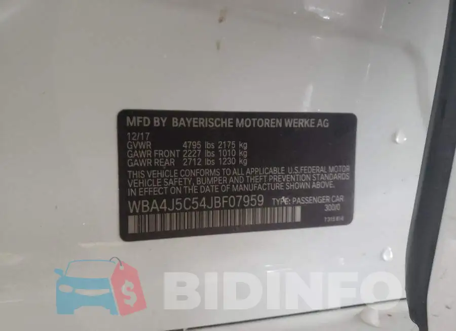WBA4J5C54JBF07959 Photo# 12