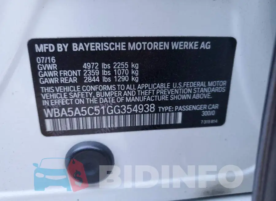 WBA5A5C51GG354938 Photo# 12