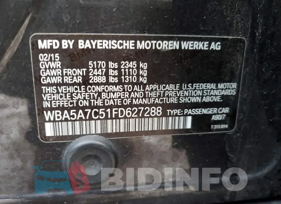 WBA5A7C51FD627288 Photo# 12