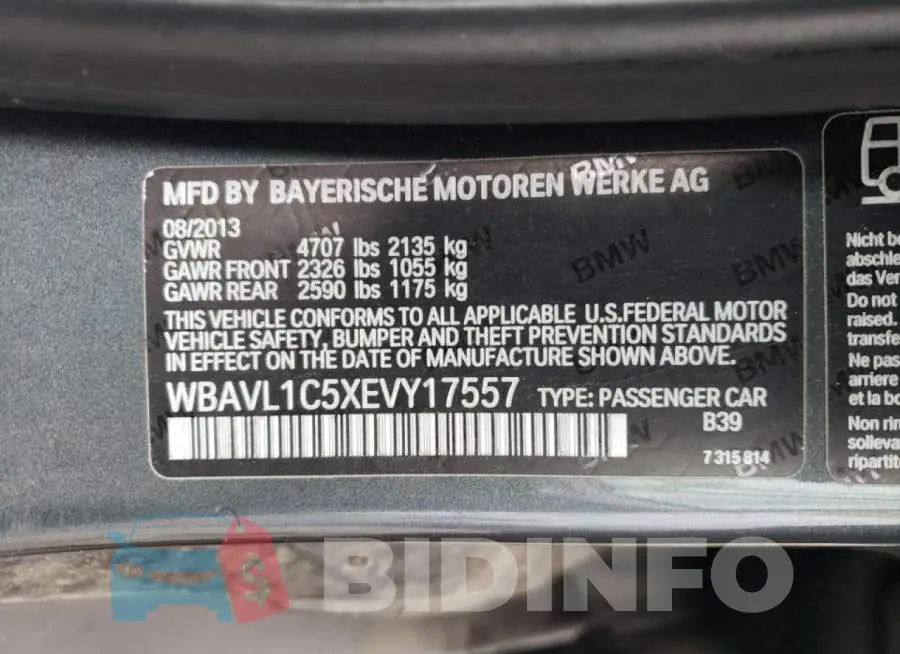 WBAVL1C5XEVY17557 Photo# 13
