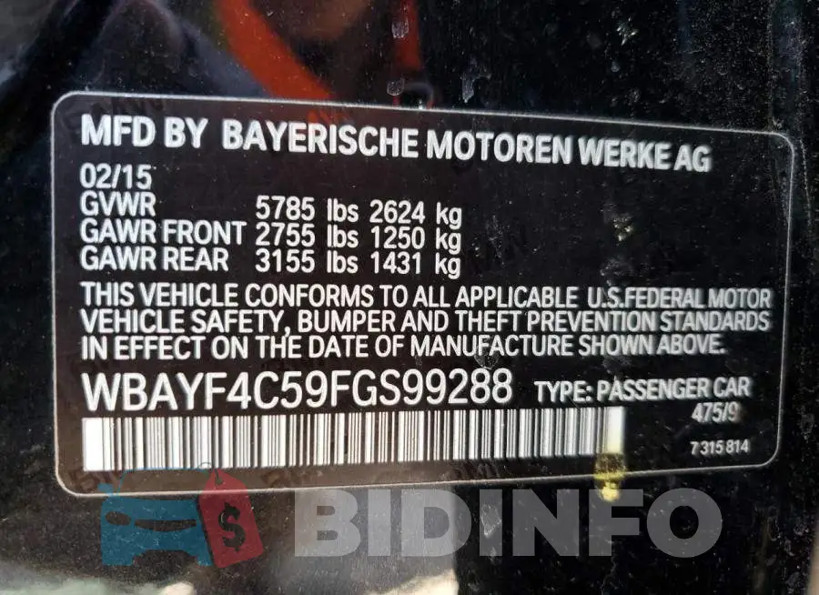 WBAYF4C59FGS99288 Photo# 12