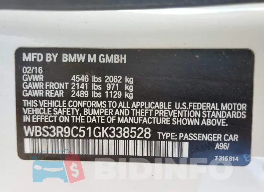 WBS3R9C51GK338528 Photo# 12