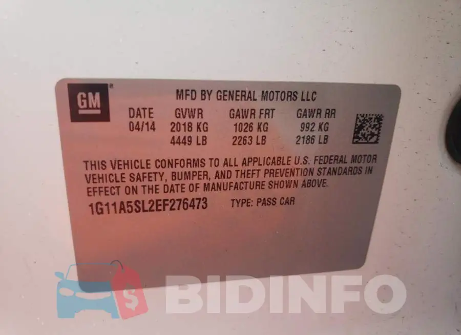 1G11A5SL2EF276473 Photo# 12