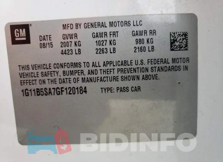 1G11B5SA7GF120184 Photo# 13