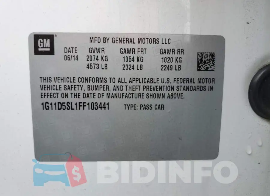 1G11D5SL1FF103441 Photo# 12