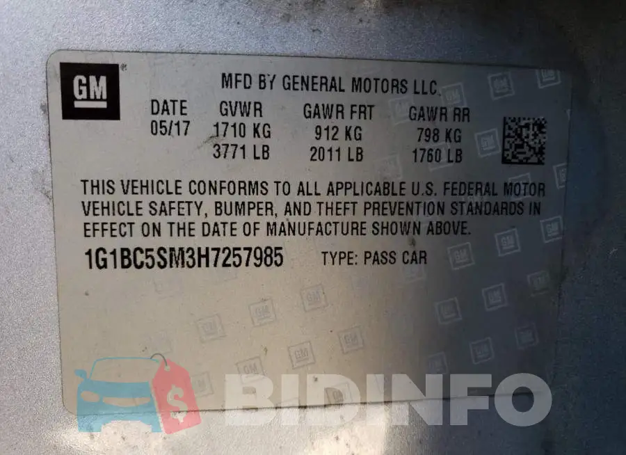 1G1BC5SM3H7257985 Photo# 13