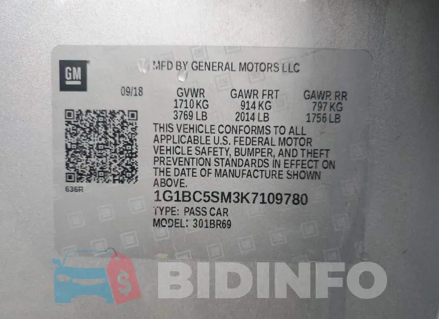 1G1BC5SM3K7109780 Photo# 12