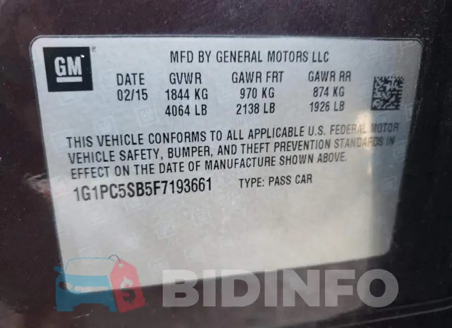 1G1PC5SB5F7193661 Photo# 12