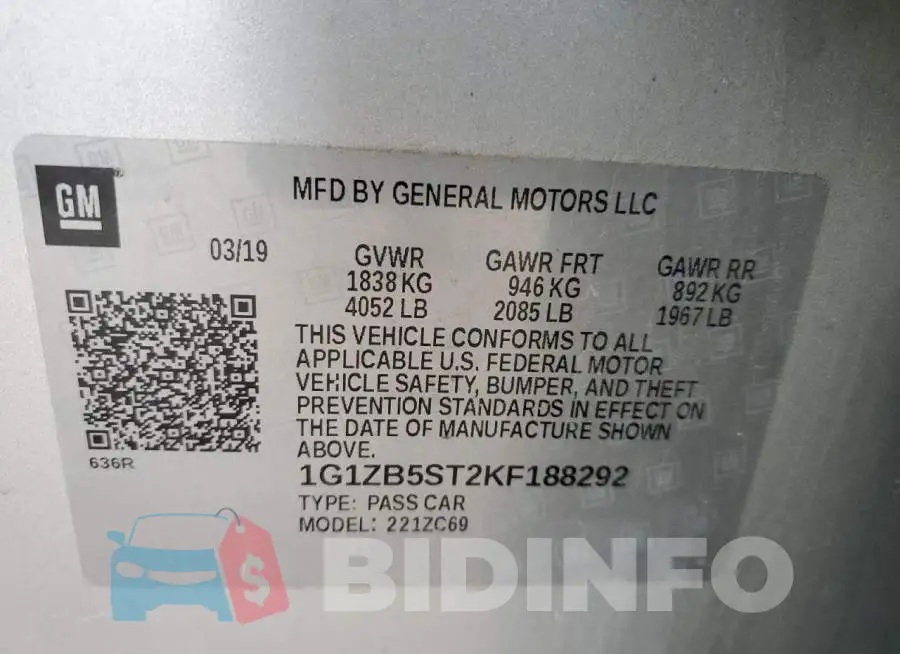 1G1ZB5ST2KF188292 Photo# 13
