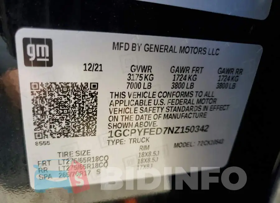 1GCPYFED7NZ150342 Photo# 12