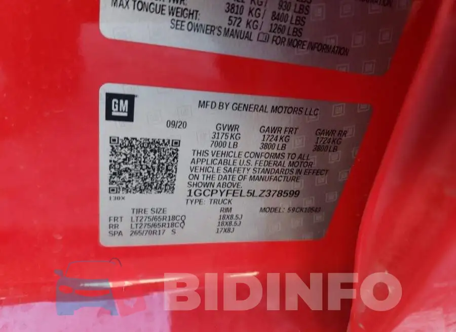 1GCPYFEL5LZ378599 Photo# 13