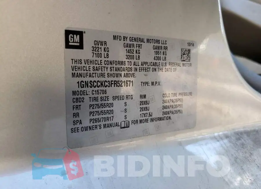 1GNSCCKC3FR521671 Photo# 13