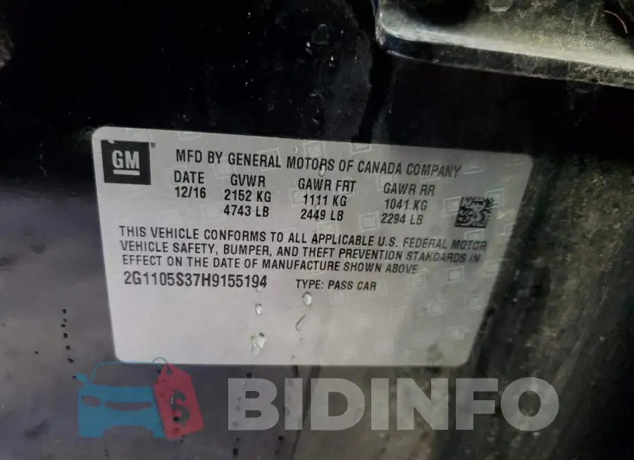 2G1105S37H9155194 Photo# 12