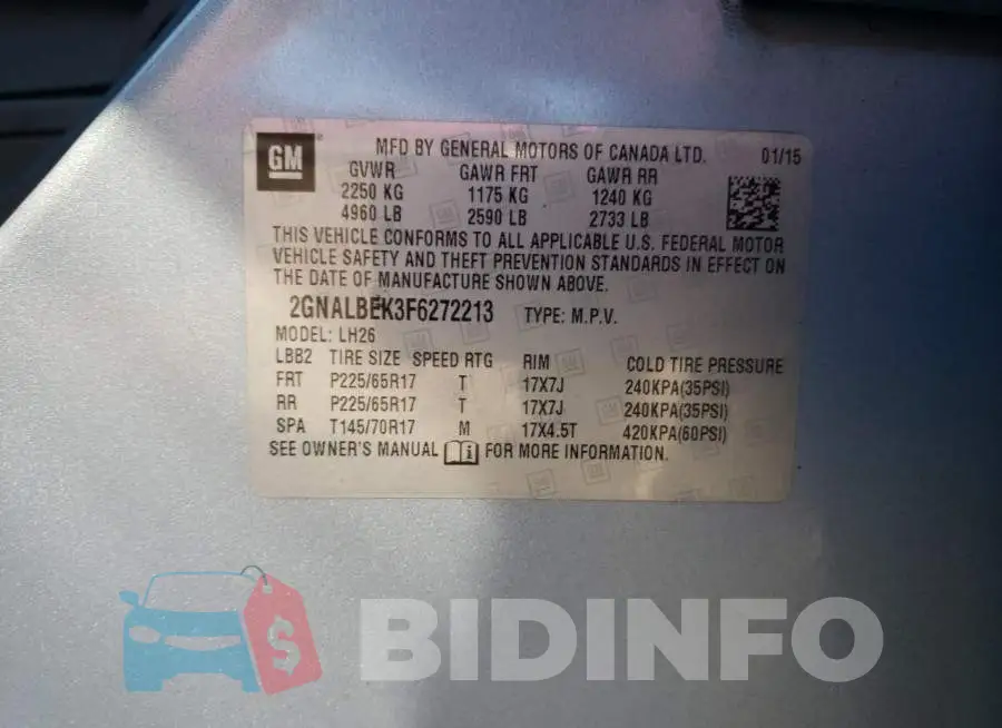 2GNALBEK3F6272213 Photo# 13