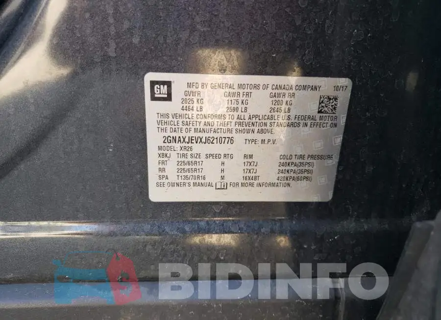 2GNAXJEVXJ6210776 Photo# 13