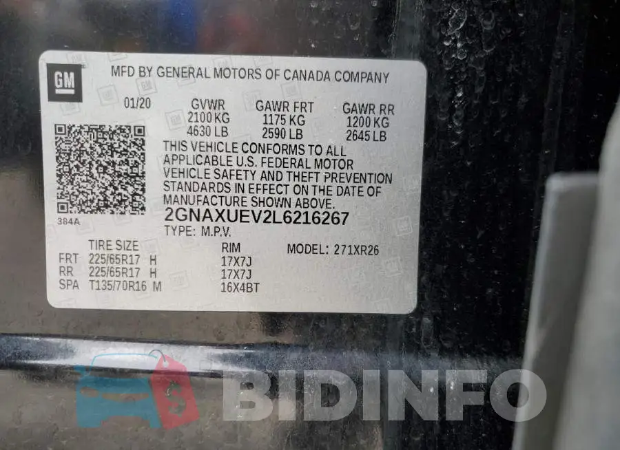 2GNAXUEV2L6216267 Photo# 12