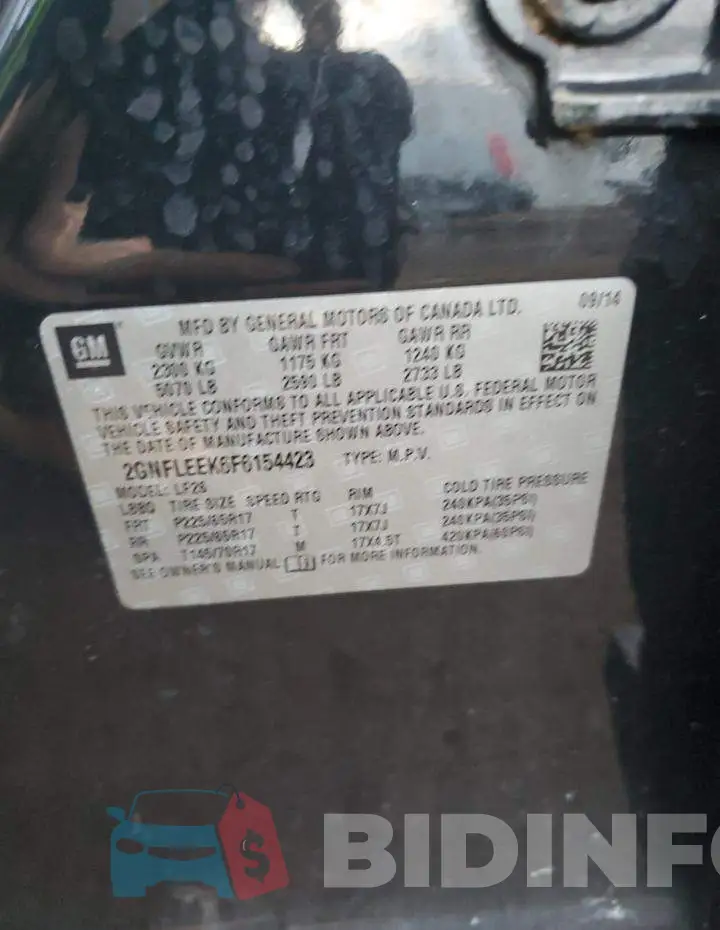 2GNFLEEK6F6154423 Photo# 13