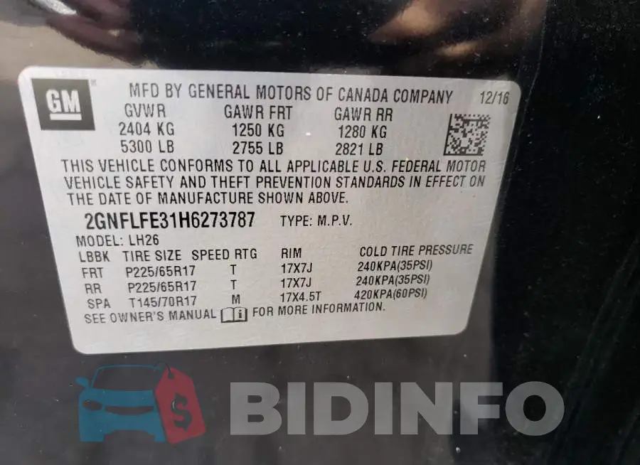 2GNFLFE31H6273787 Photo# 13
