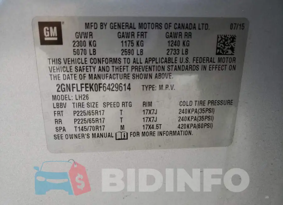 2GNFLFEK0F6429614 Photo# 13