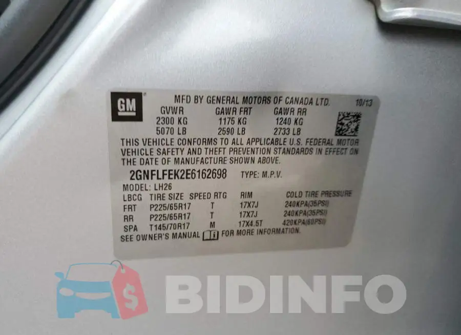 2GNFLFEK2E6162698 Photo# 13