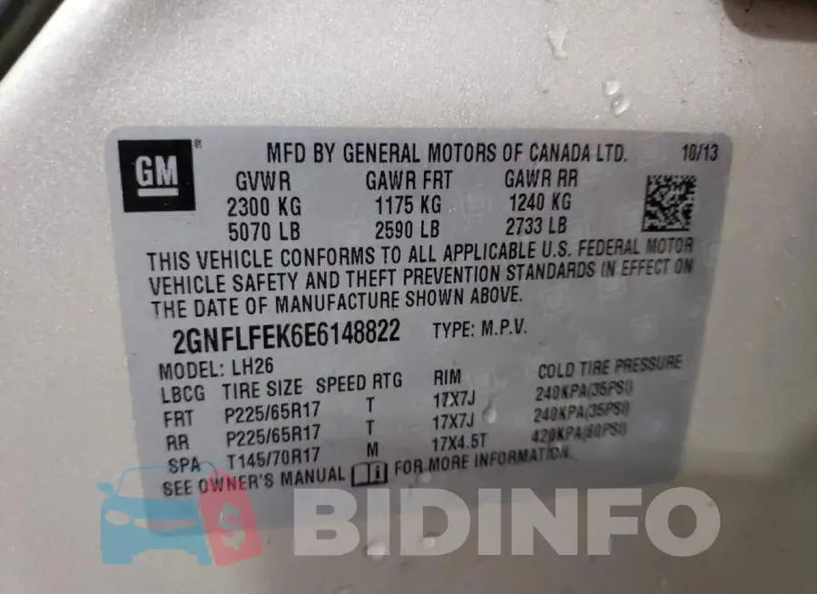 2GNFLFEK6E6148822 Photo# 10