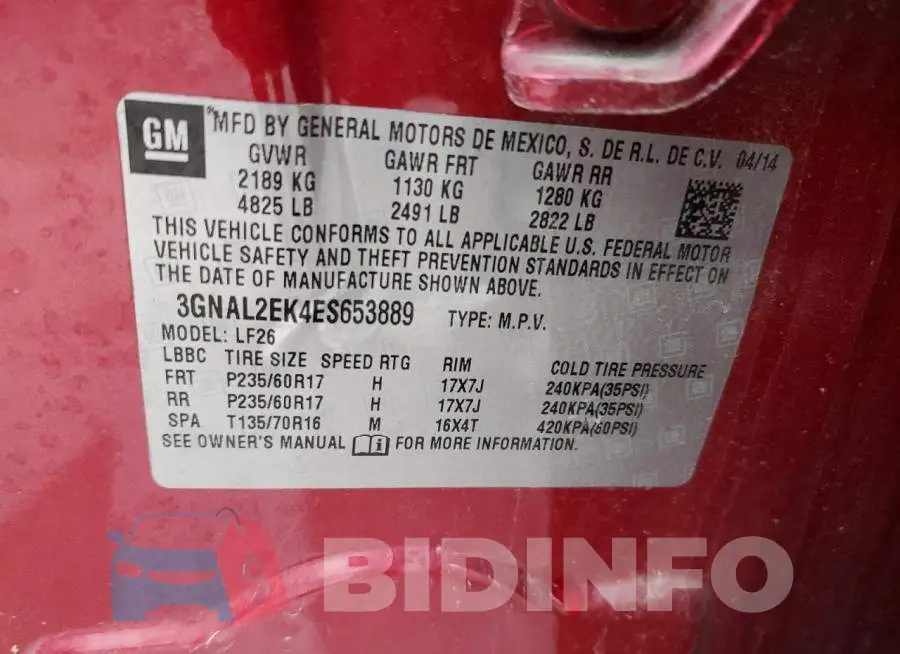 3GNAL2EK4ES653889 Photo# 12