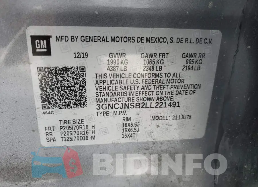 3GNCJNSB2LL221491 Photo# 14