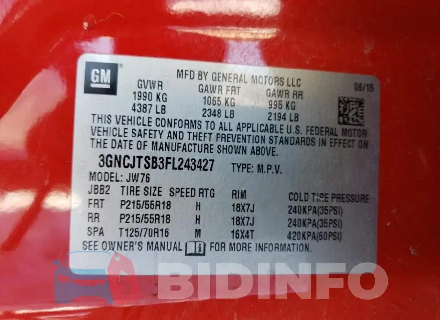 3GNCJTSB3FL243427 Photo# 13