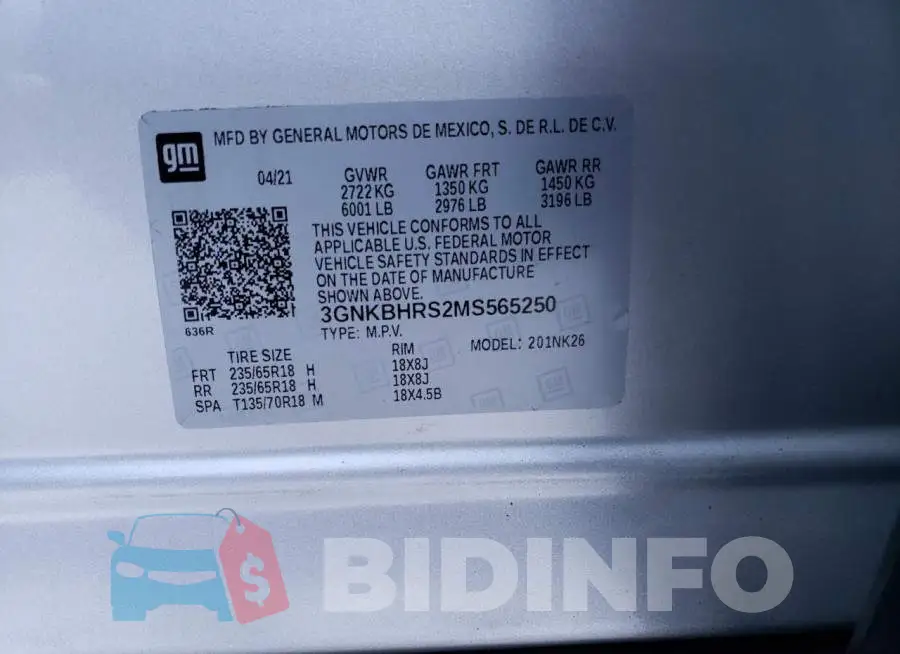 3GNKBHRS2MS565250 Photo# 13