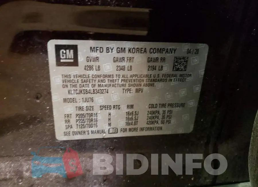 KL7CJKSB4LB343274 Photo# 12