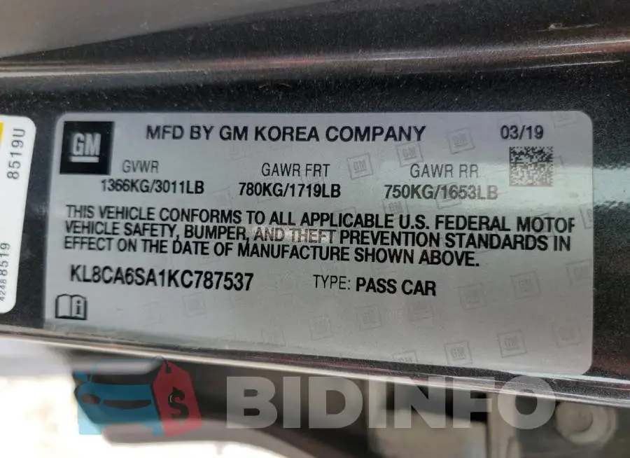 KL8CA6SA1KC787537 Photo# 13