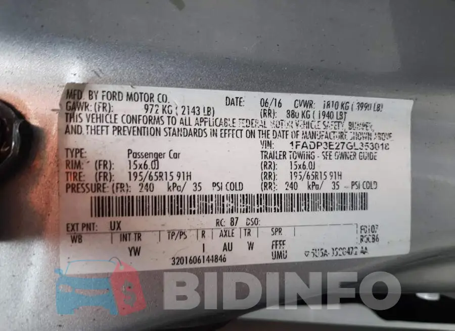 1FADP3E27GL353018 Photo# 10