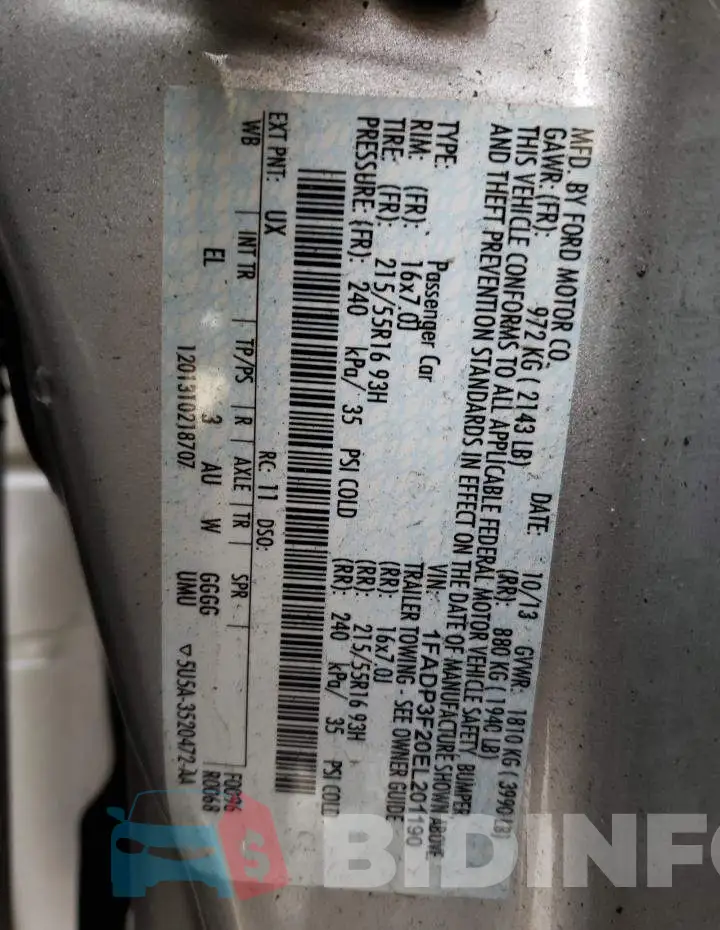 1FADP3F20EL201190 Photo# 12