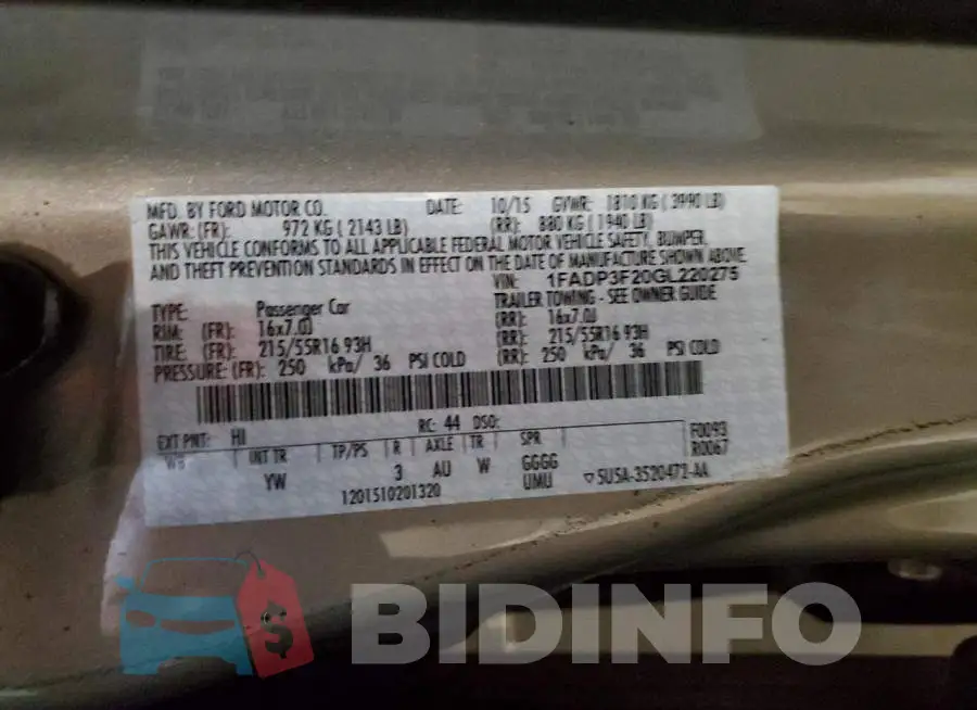 1FADP3F20GL220275 Photo# 13