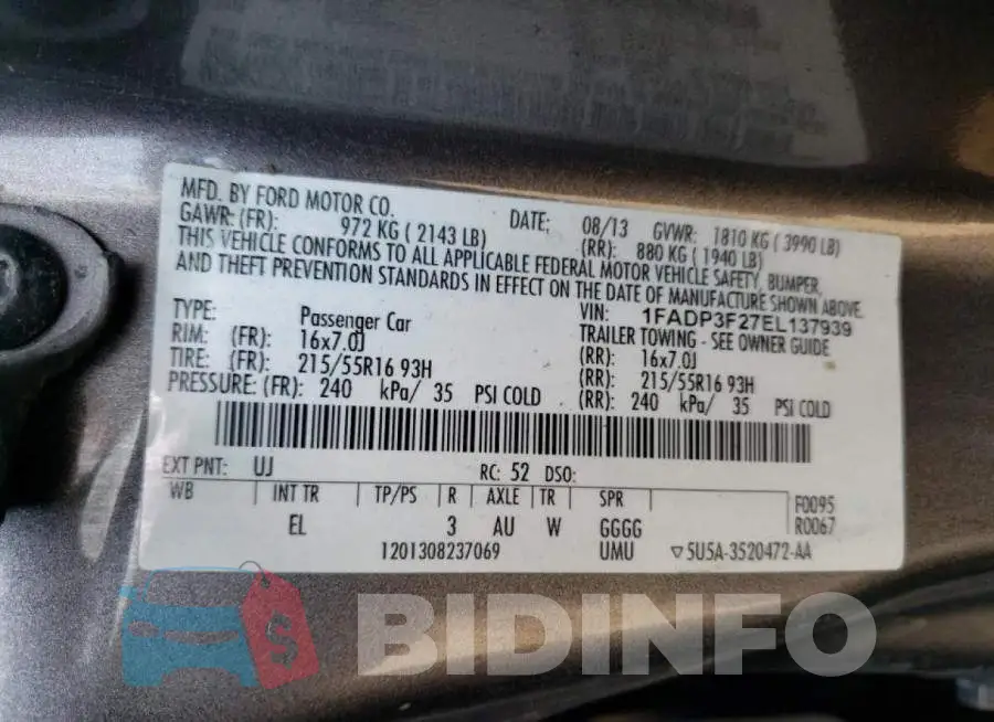 1FADP3F27EL137939 Photo# 12