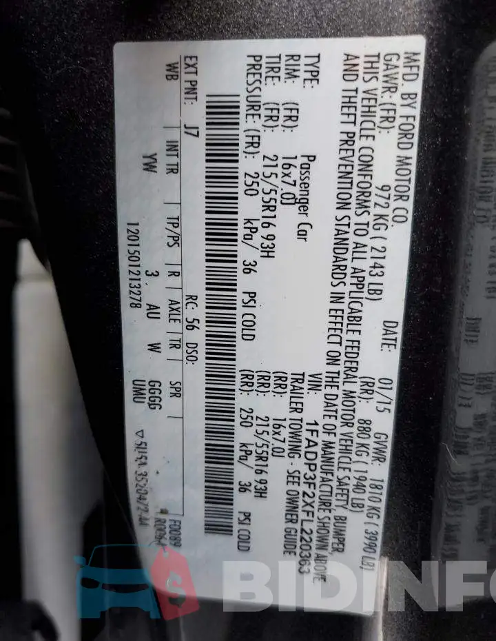 1FADP3F2XFL220363 Photo# 13