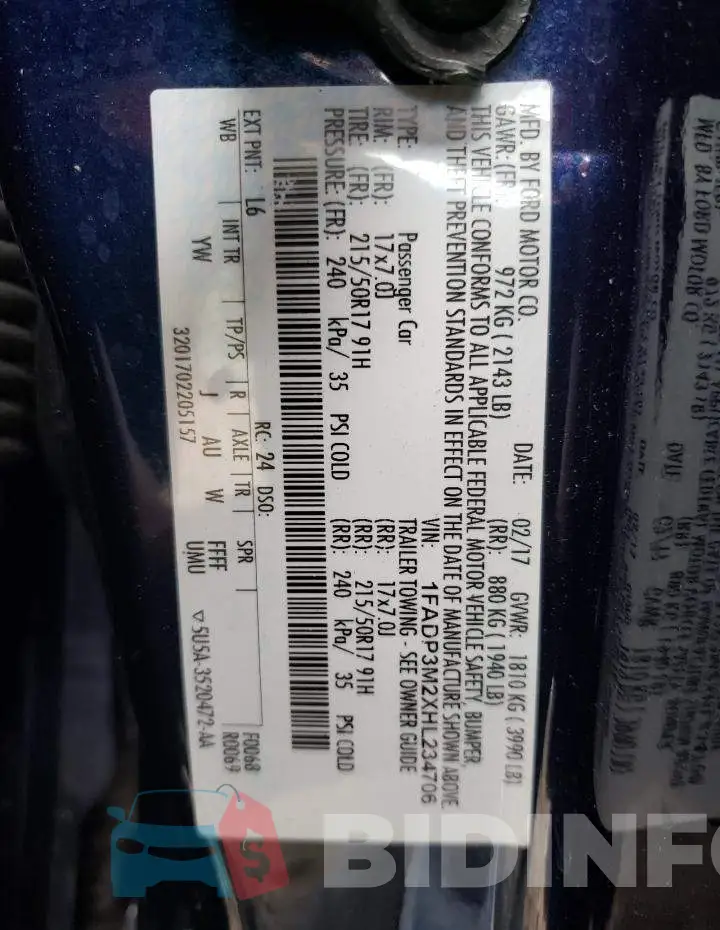 1FADP3M2XHL234706 Photo# 12