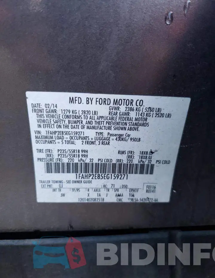 1FAHP2E85EG159271 Photo# 12