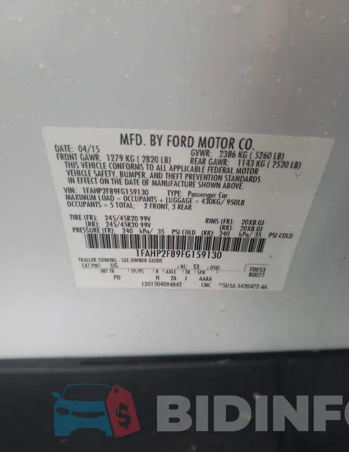 1FAHP2F89FG159130 Photo# 12