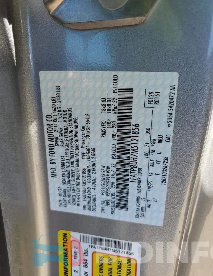 1FATP8UH7M5121856 Photo# 10