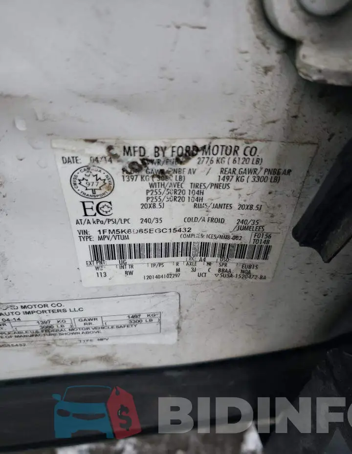 1FM5K8D85EGC15432 Photo# 12